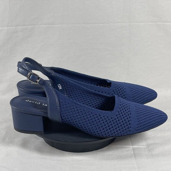David Tate Women's Navy Blue Galen Slingback Almond Toe Pump Shoe Size 10-NEW - Picture 1 of 10